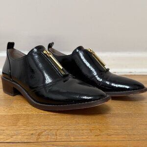 Louise et Cie Black Patent Leather Zip Oxfords Size 8M